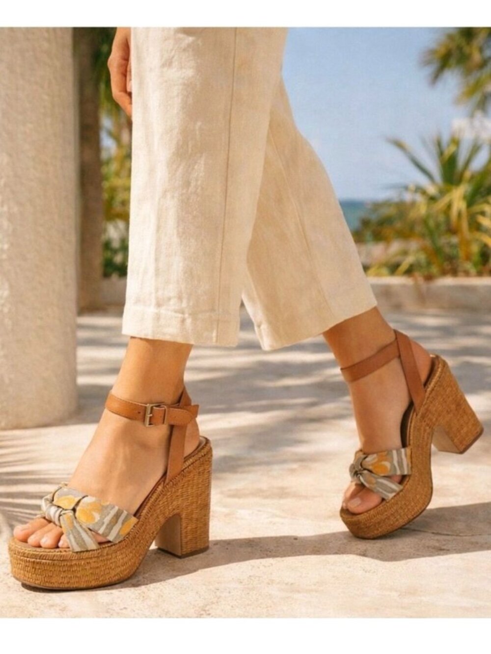 Sam Edelman Theresa Platform Heel Strappy Sandals Summer Vacation Resort Boho 8 - Picture 2 of 13